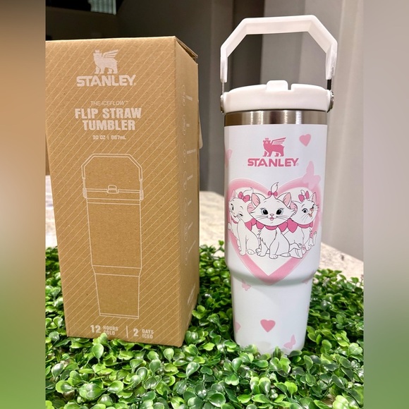 Stanley Other - Customized cat Marie Stanley White and Pink Flip Straw Tumbler 30 oz
